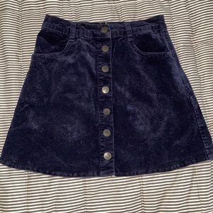 Brandy Melville Blue Corduroy Velvet Mini Skirt
